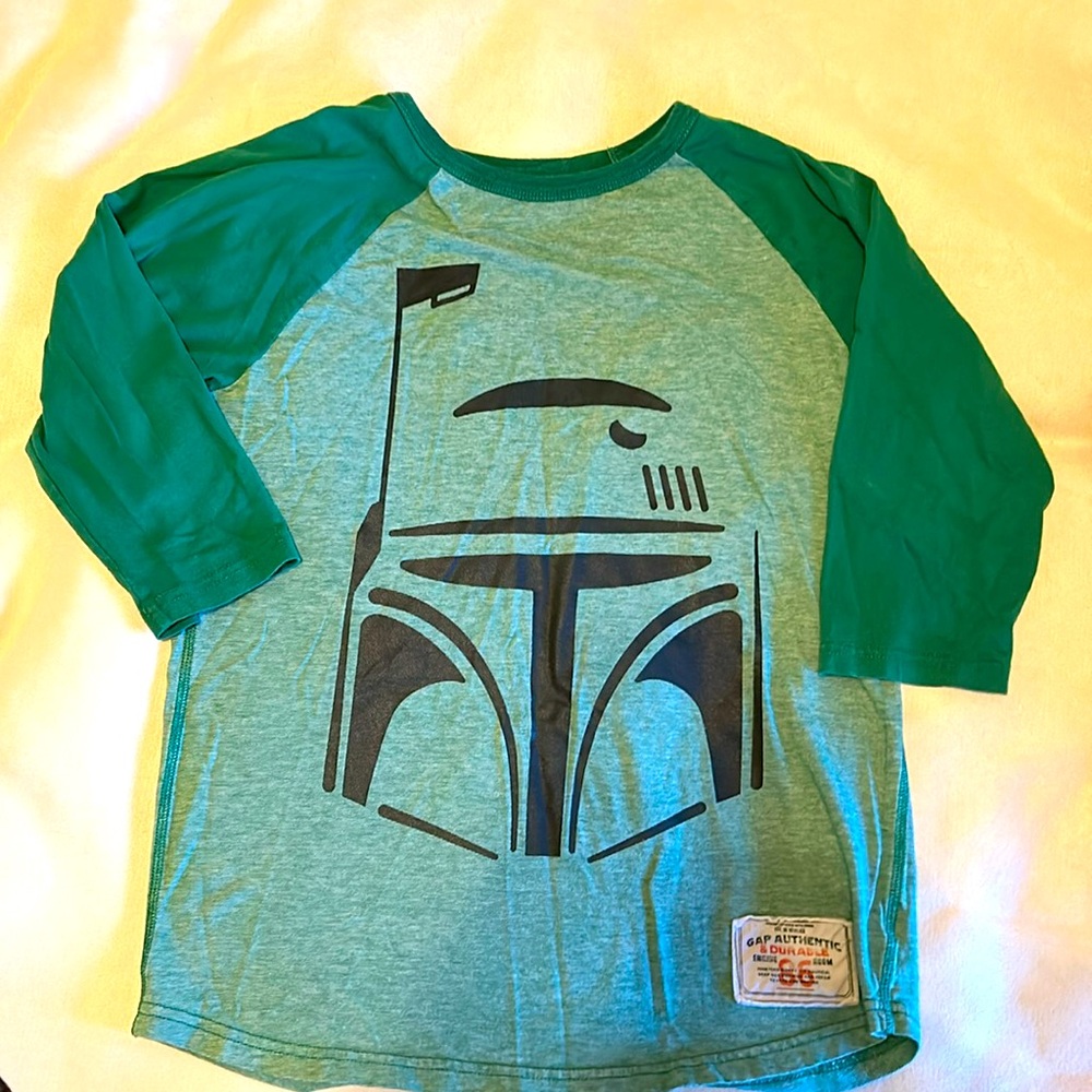 Custom made Boba Fett green GAP 3/4 sleeve tshirt size kids L large 10